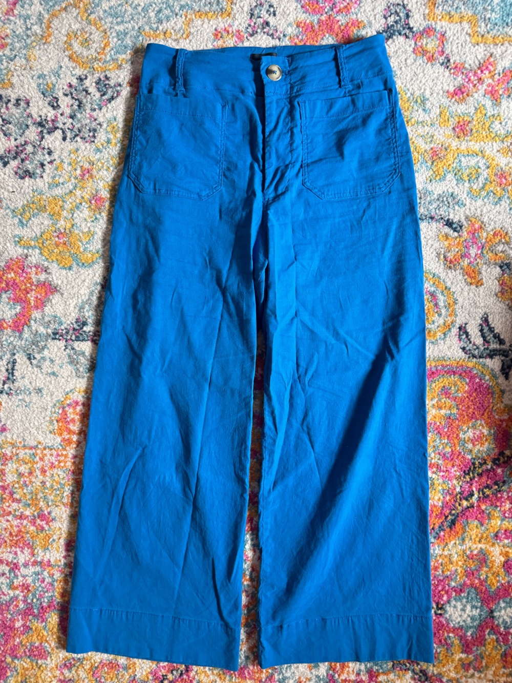 Maeve Anthropologie Vibrant Blue Wide-Leg Chinos